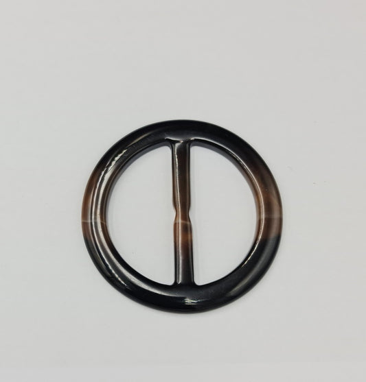 Dark Brown Round Tortoise Shell Buckle (55mm Outer Diameter) (40mm Inner Diameter)