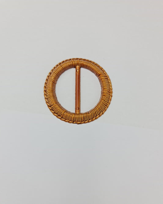 Wooden-Look Round Weave Buckle (Tan) (40mm inner)