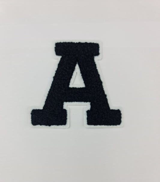 Towel Embroidered Iron On Alphabets (8cm) (BLACK)