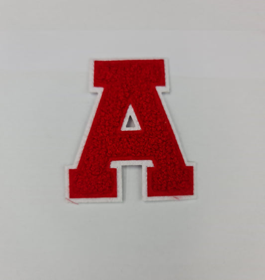 Towel Embroidered Iron On Alphabet (8cm) (RED)