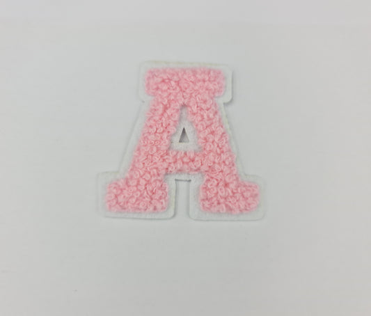 Towel Embroidered Iron On Alphabets (4cm) (PINK)