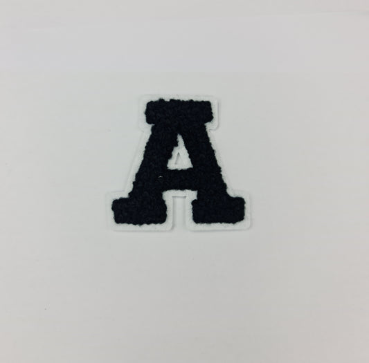 Towel Embroidered Iron On Alphabets (4cm) (BLACK)