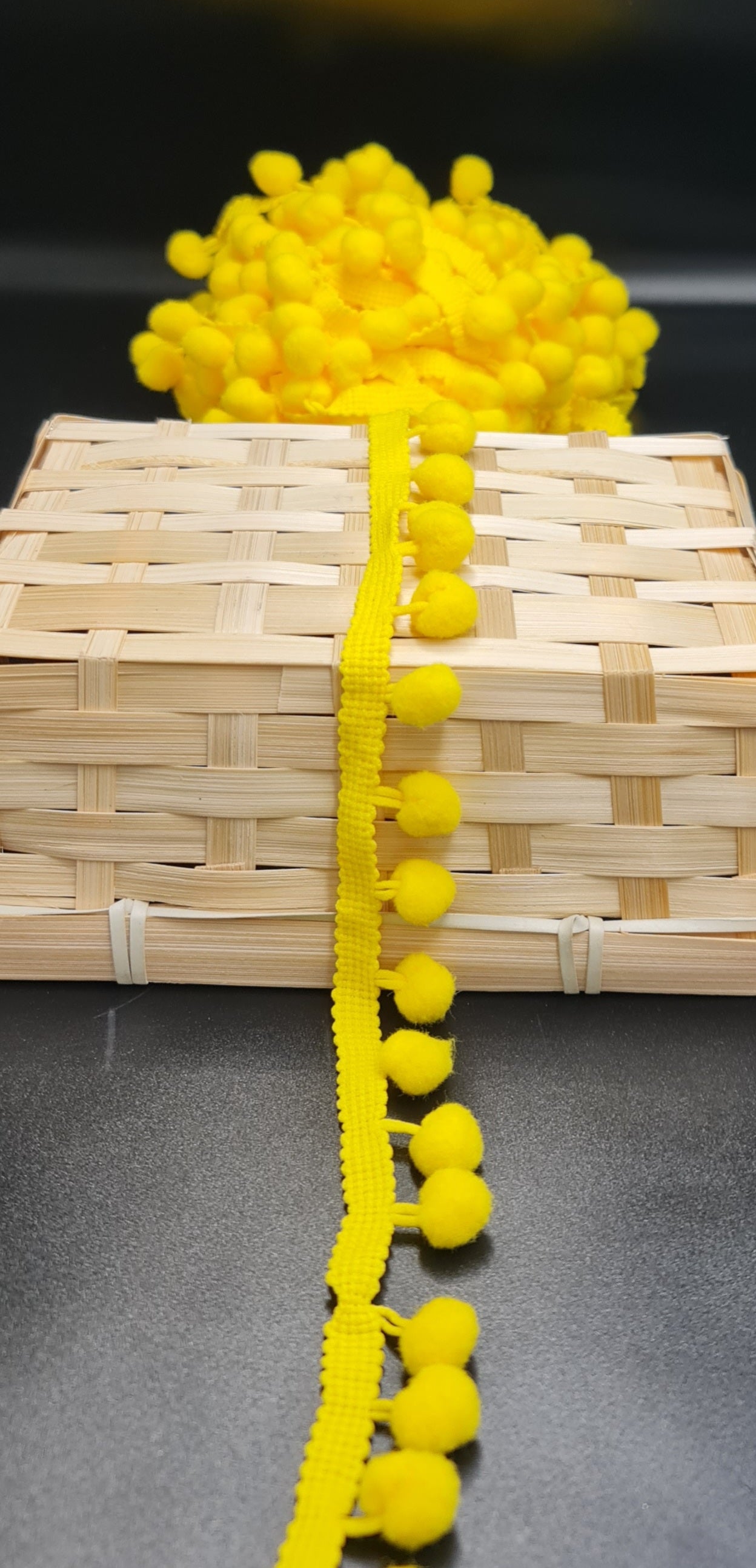 Pom Pom Braid (Yellow) (25mm) (SOLD PER METER)