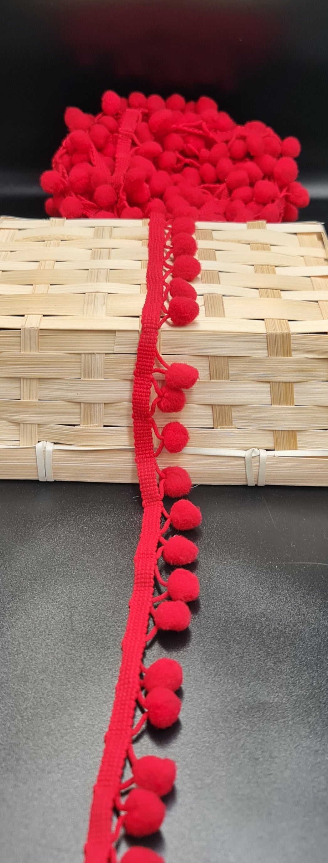 Pom Pom Braid (Red)(25mm) (SOLD PER METER)