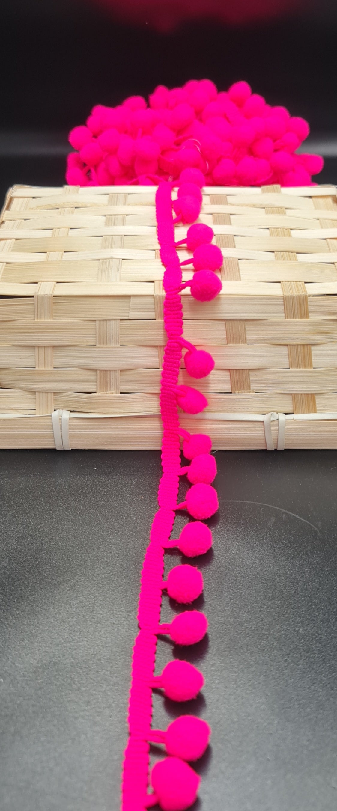 Pom Pom Braid (Cerise) (25mm) (SOLD PER METER)