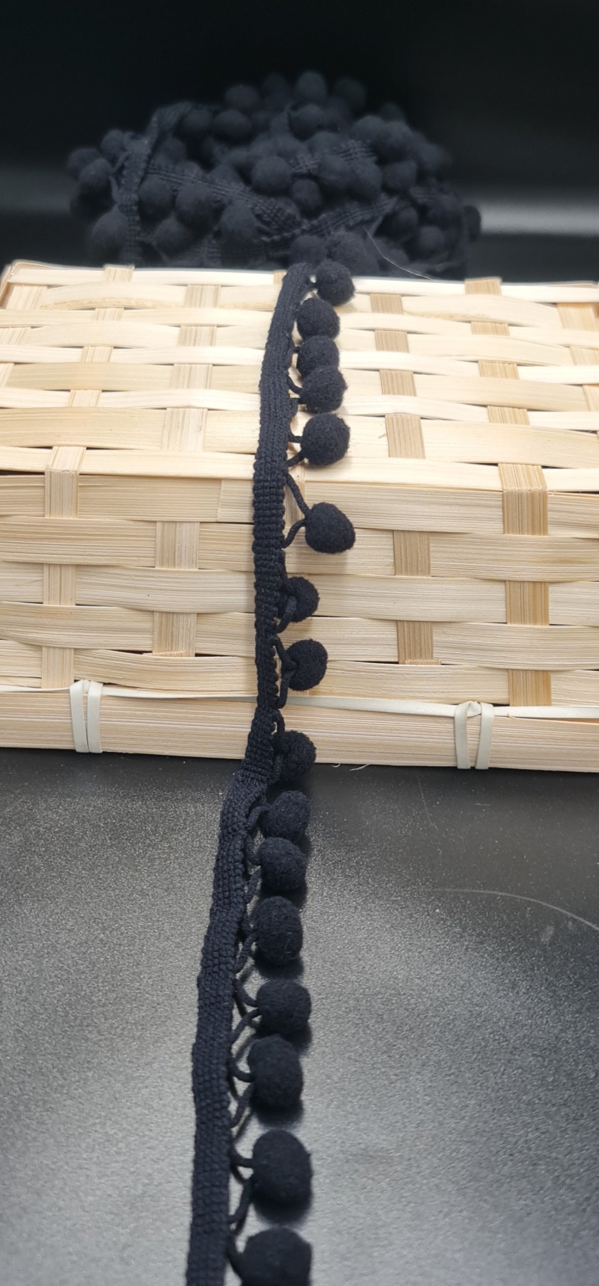 Pom Pom Braid (Black) (25mm) ( SOLD PER METER)
