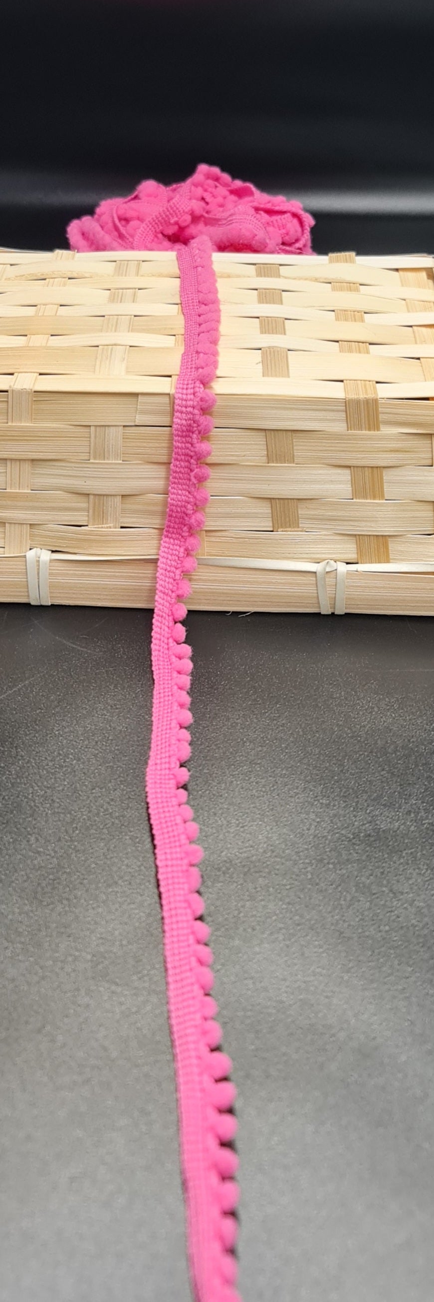 Pom Pom Braid (SMALL) (Fuchsia) (13mm) (SOLD PER METER)