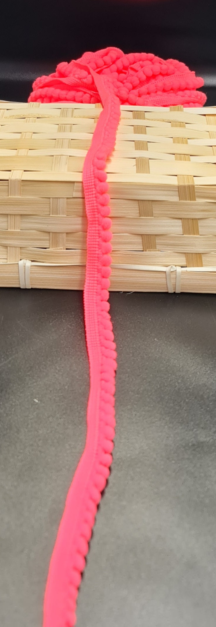 Pom Pom Braid (SMALL) (Lumo Pink) (13mm) (SOLD PER METER)