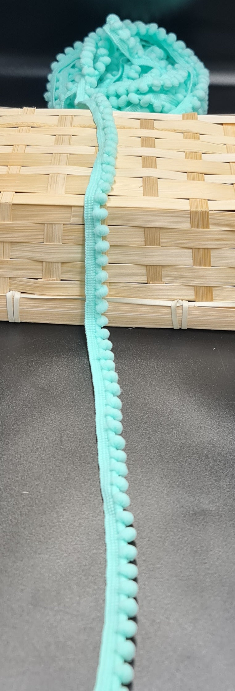 Pom Pom Braid (SMALL) (Aqua) (13mm) (SOLD PER METER)