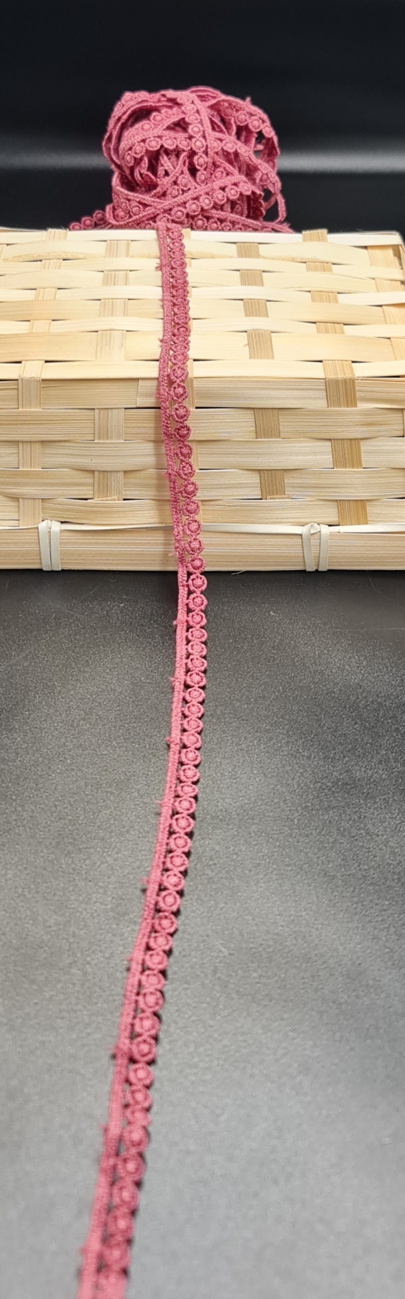 Pom Pom Braid (FLAT) (Magenta) (8mm) (SOLD PER METER