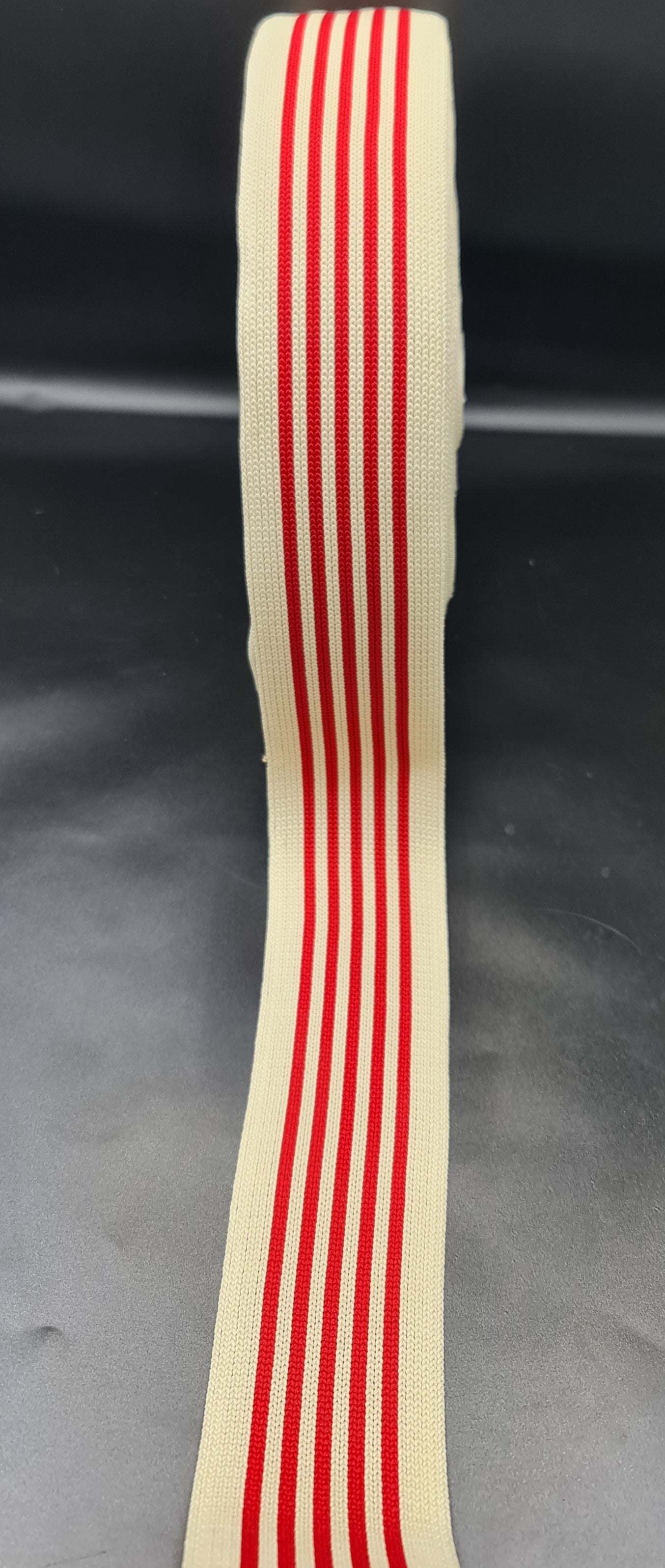 Ribbing (Ivory & Red) (60mm) (SOLD PER METER)