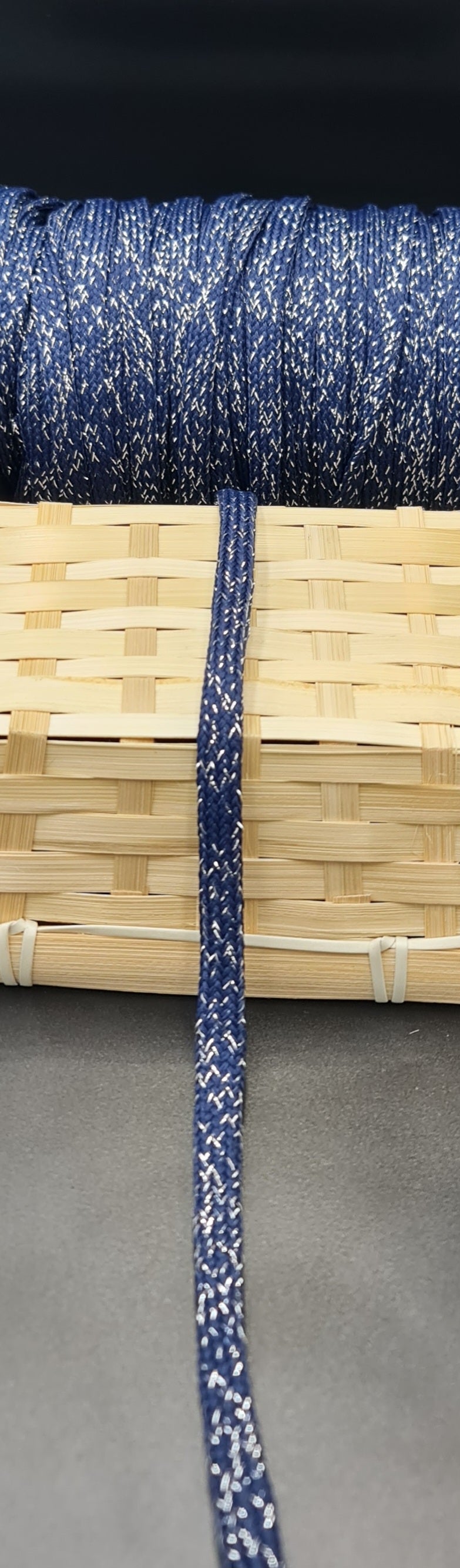 Draw Cord (Flat) (NAVY & SILVER) (10mm) (SOLD PER METER)