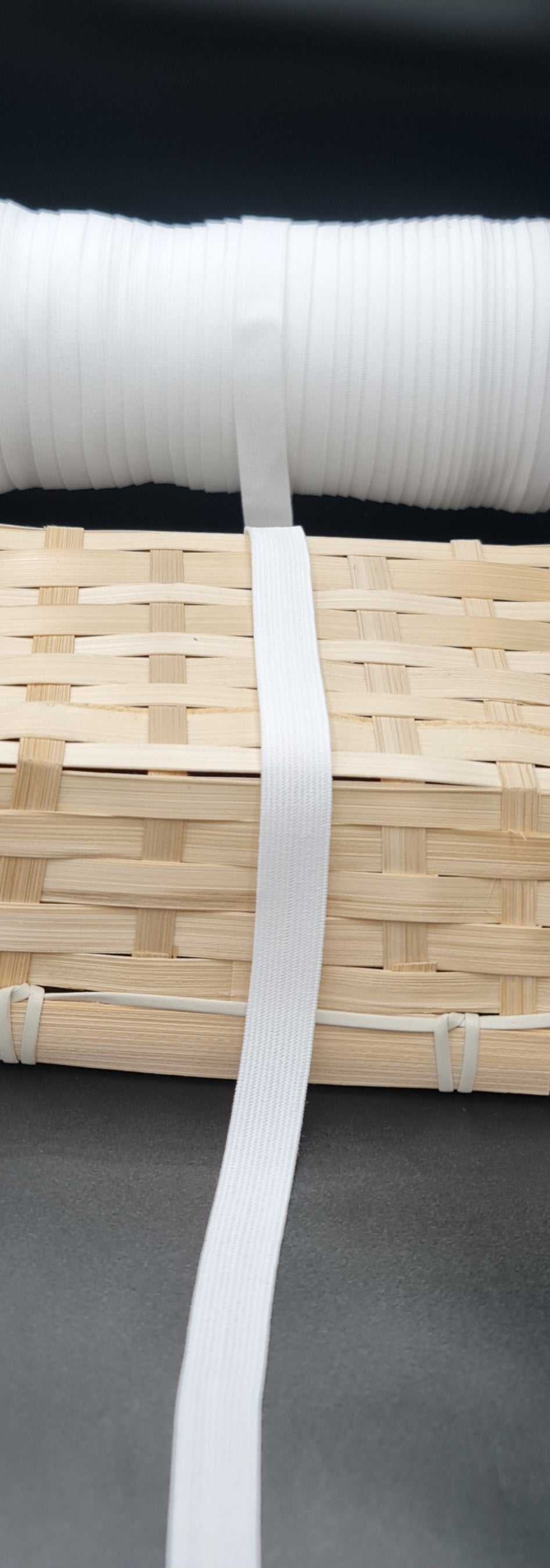 Medium Pull Elastic (BLACK & WHITE) (Size: 15mm) (SOLD PER METER AND ROLL)