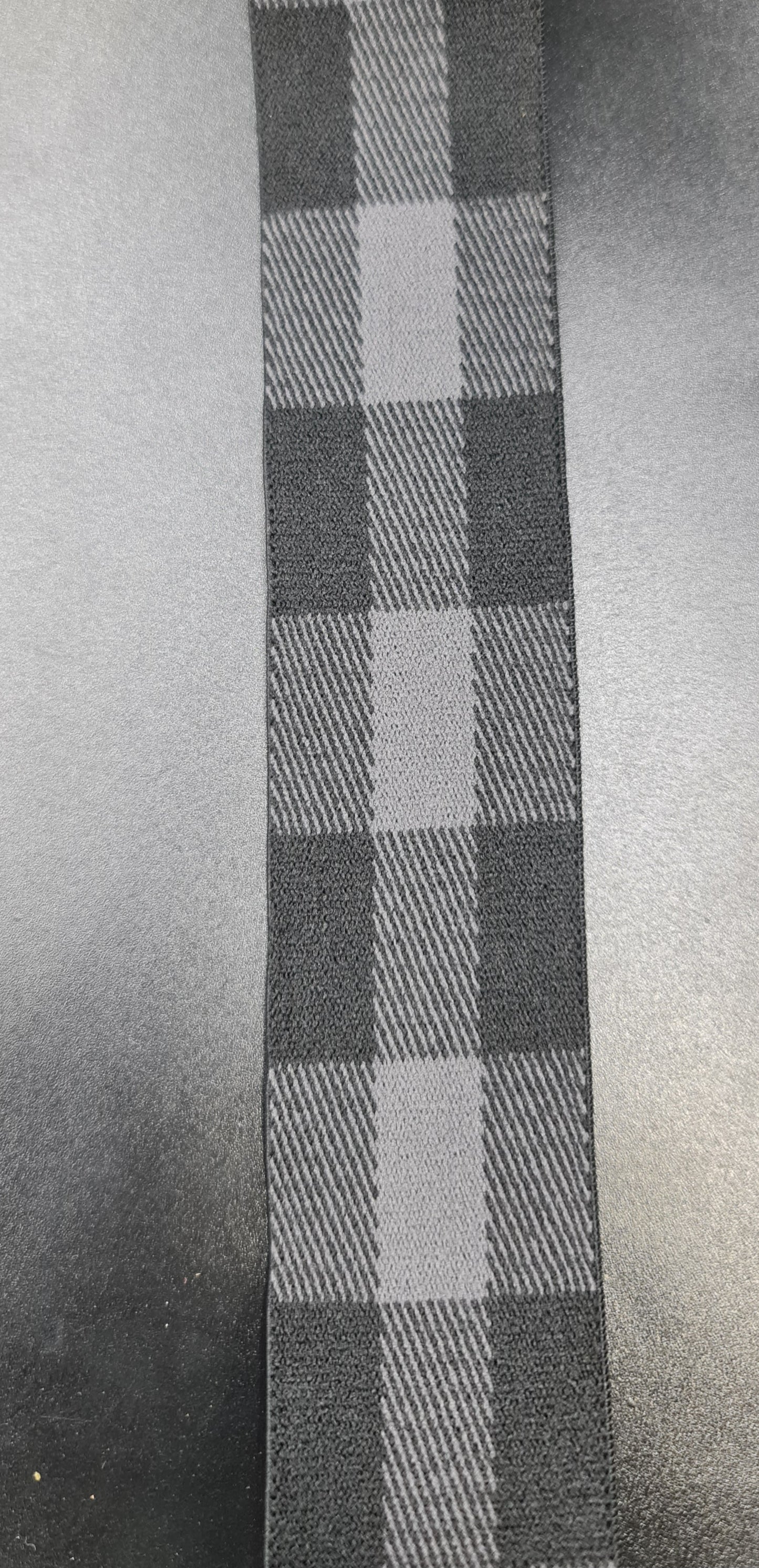 Checked Elastic (BLACK & GREY) (4cm) (SOLD PER METER)