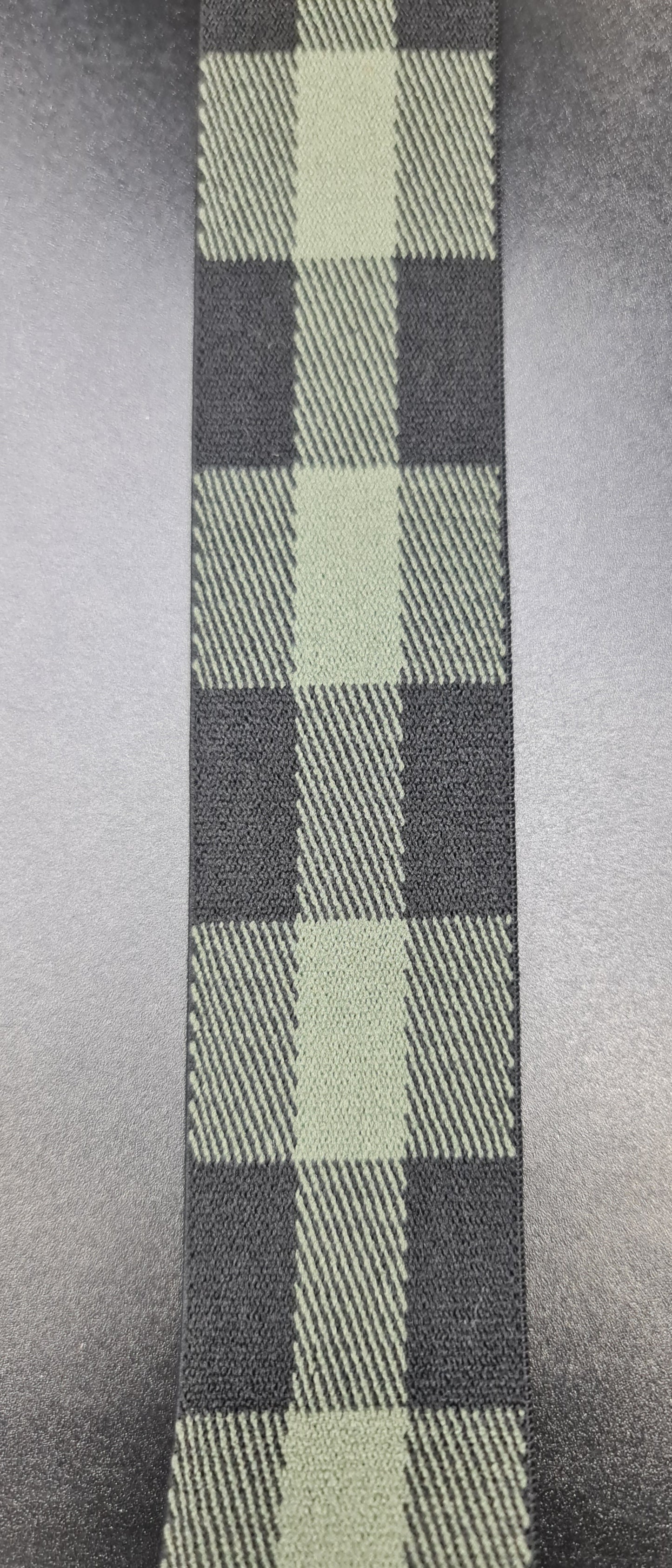 Checked Elastic (BLACK & OLIVE) (4cm) (SOLD PER METER)