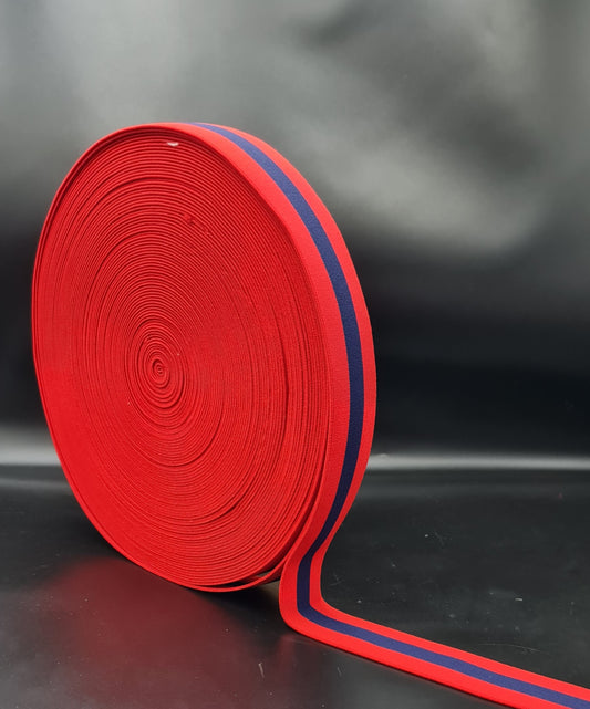 Striped Elastic (RED & NAVY) (4cm) (SOLD PER METER)