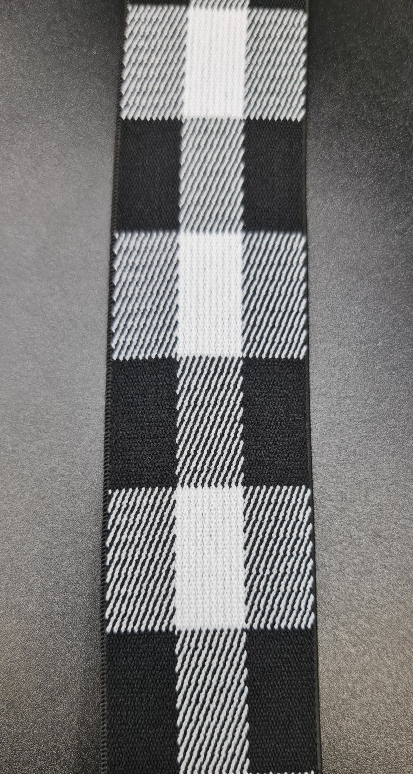 Checked Elastic (BLACK & WHITE) ( 4cm) (SOLD PER METER)