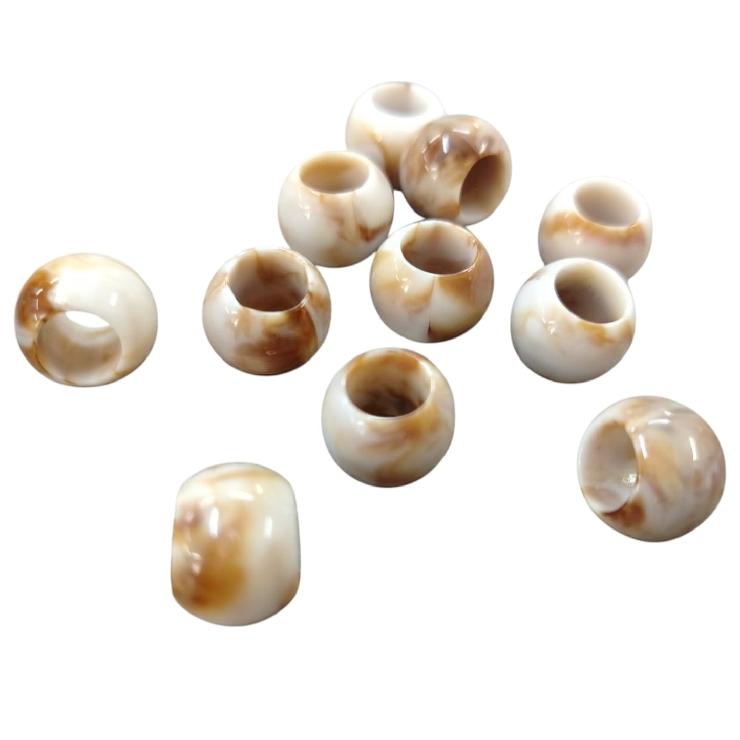 Acrylic Bead - Round - 12mm Length x 7mm Hole - Sea Shell Colour - (SOLD IN PACKS OF 50)