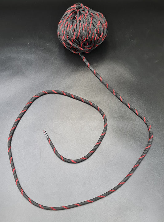 2 Toned Filler Cord (Tubular) (BLACK & RED) (6mm) (SOLD PER METER)