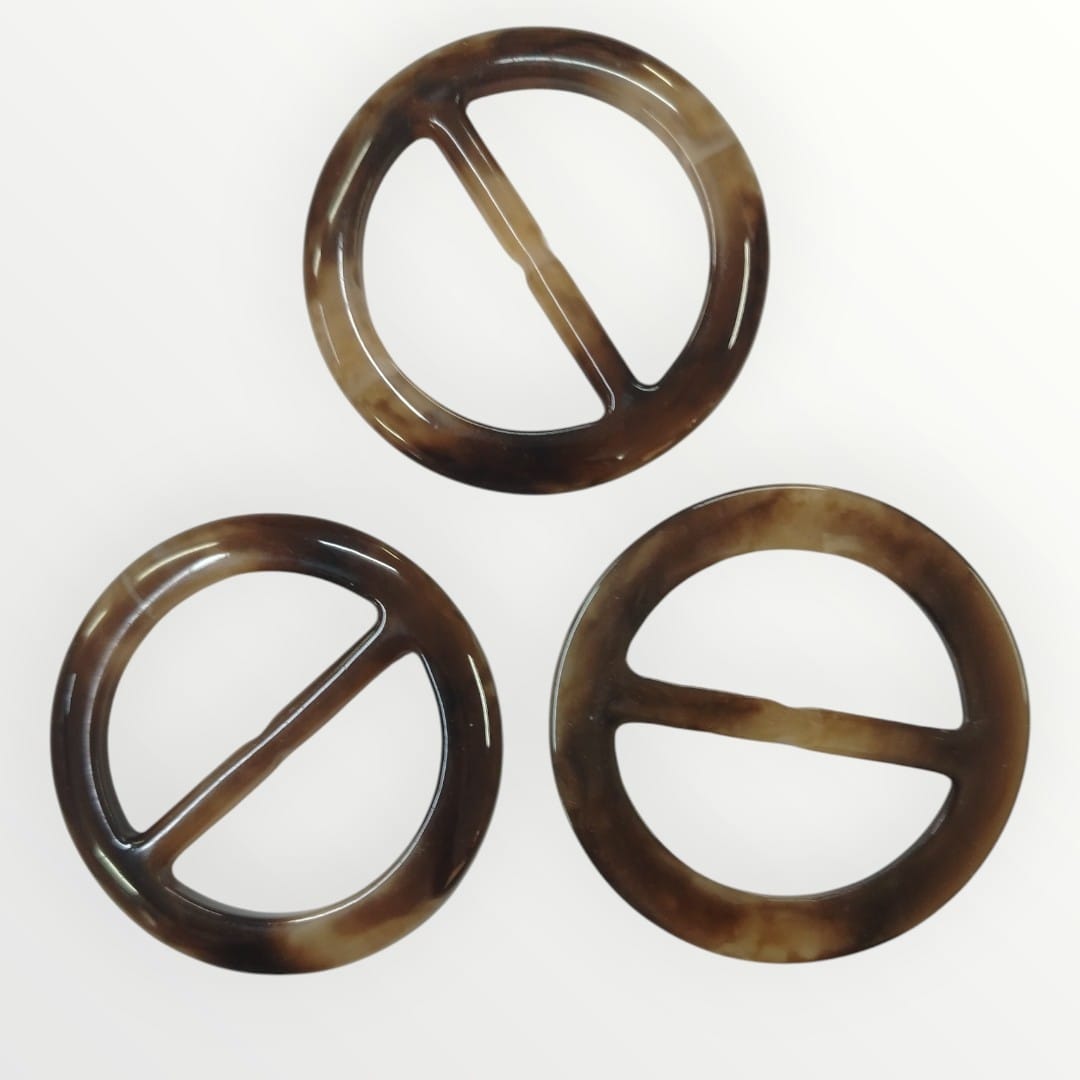 4.5cm Inner Tortoise Shell Round Buckle - Brown/Light Brown