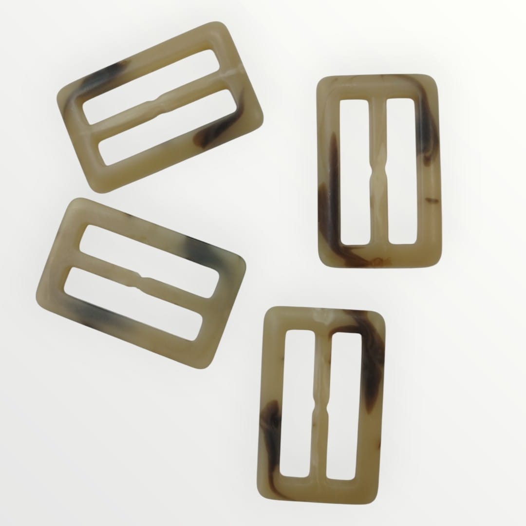 4.5cm Inner Tortoise Shell Rectangular Buckle - Cream/Brown (Matte Finish)
