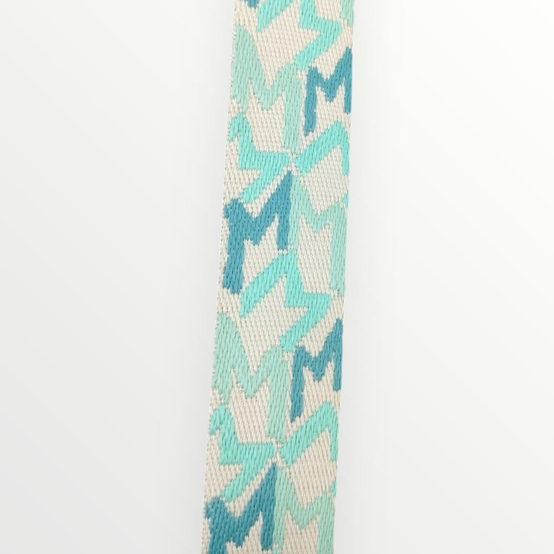 Fancy Webbing - 38mm- M Design - Blue/Aqua/Cream