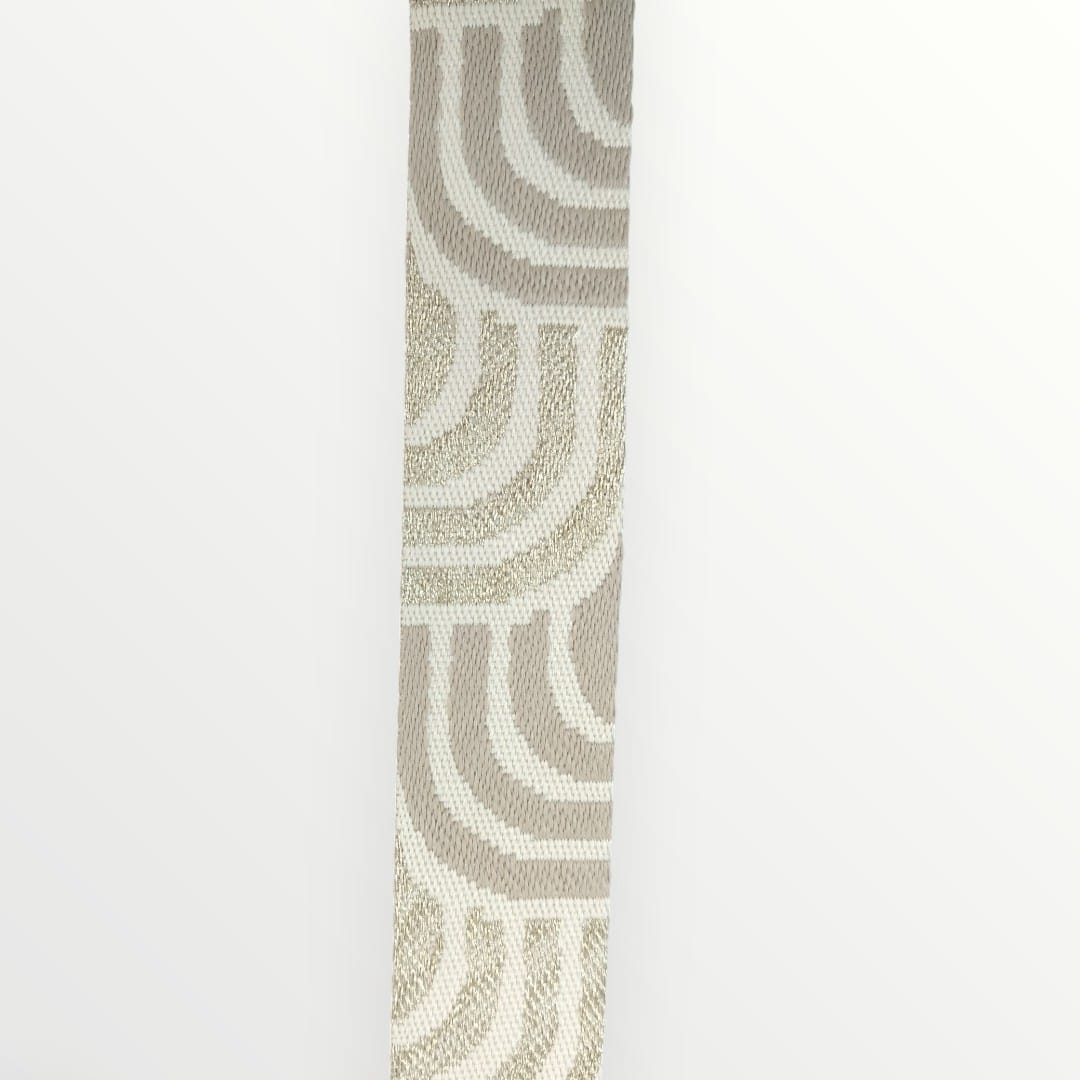 Fancy Webbing -38mm - Boomerang Wave Design - Tan/Gold/Stone