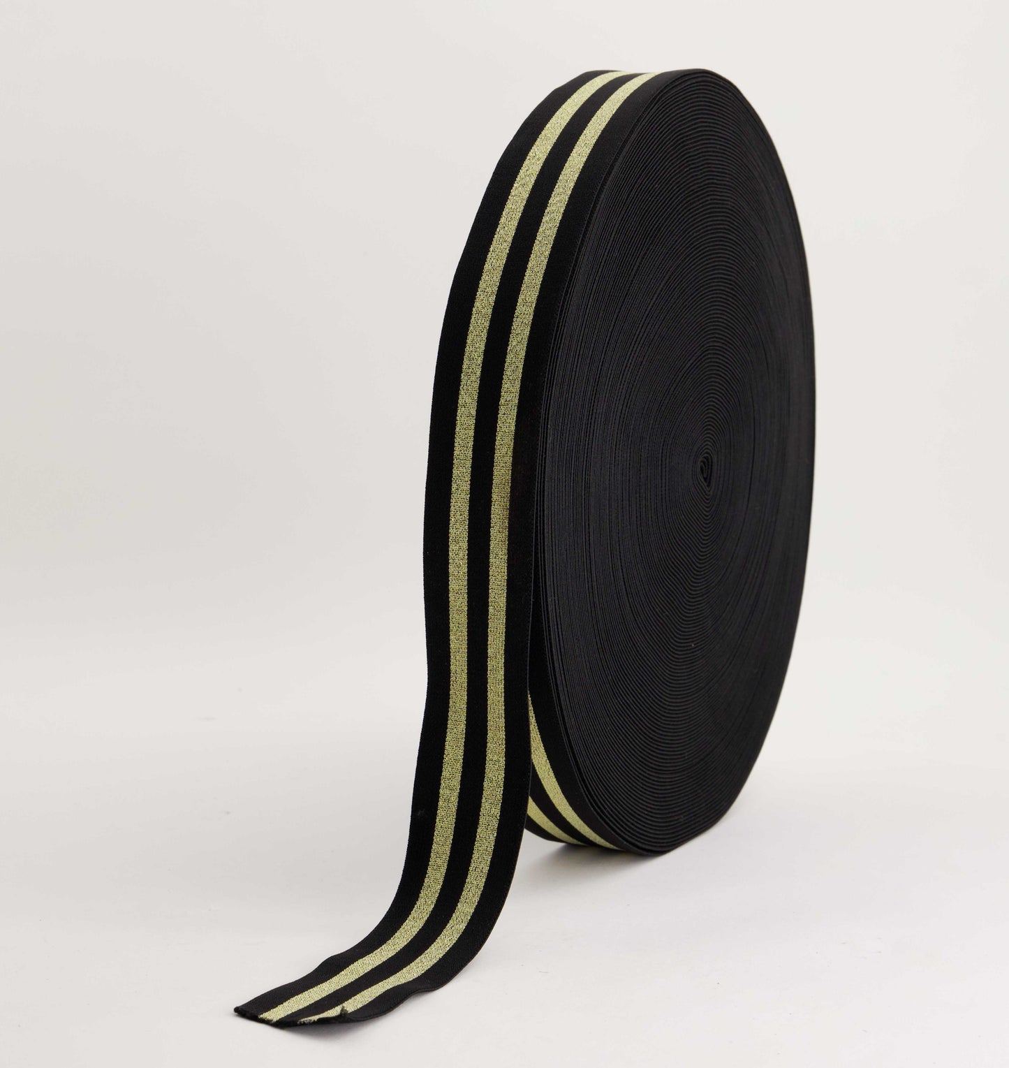 Fancy Elastic - Gold Striped Lurex (40mm) (SOLD PER METER & ROLL)