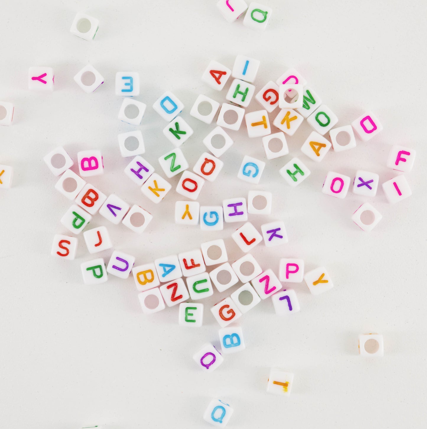 Plastic Alphabet Beads White /Multi (PACK OF 50,100 & 200)