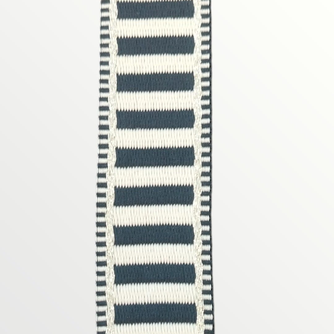 Fancy Webbing - 38mm - Striped Design - Tan/Black/Hint of Gold