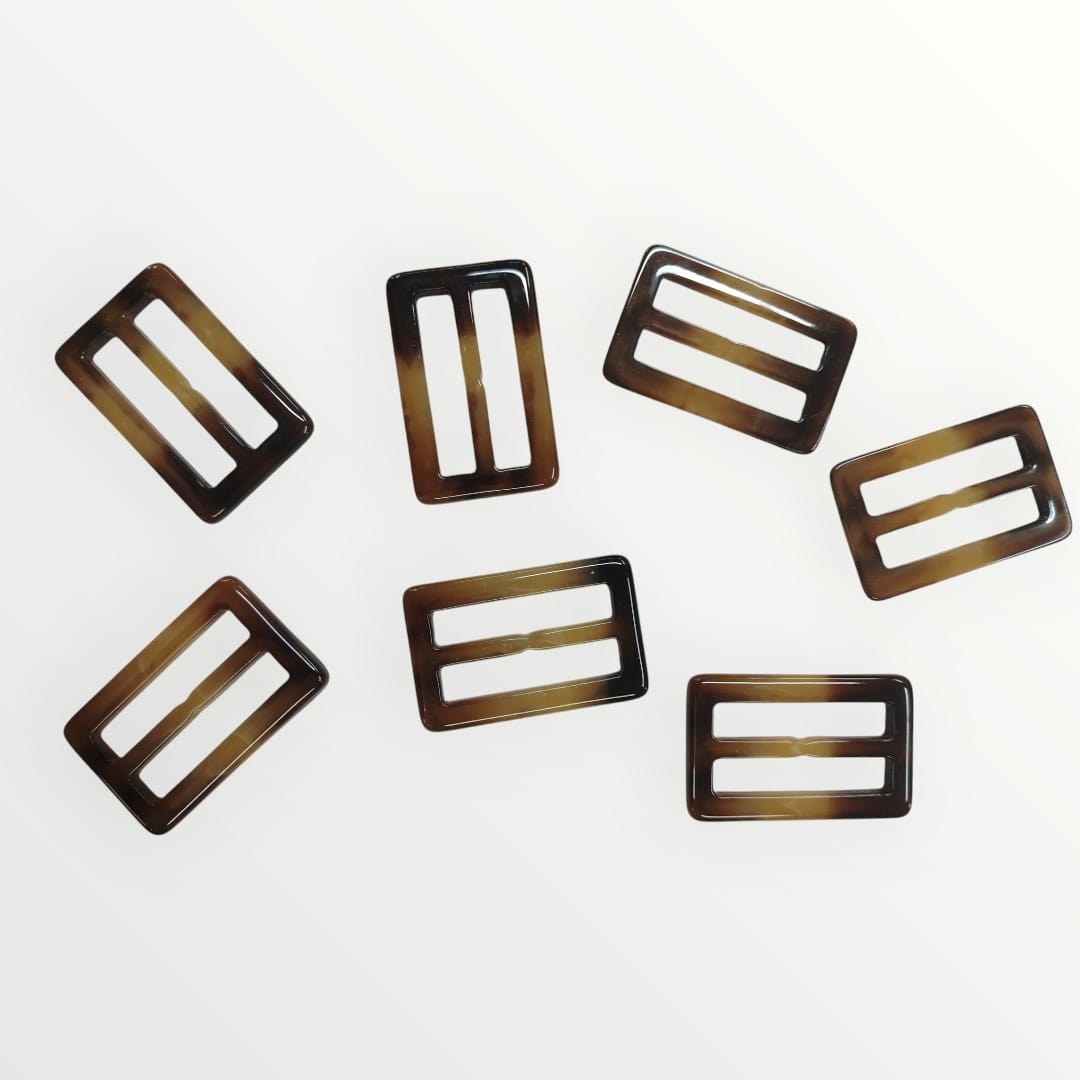 4.5cm Inner Tortoise Shell Rectangular Buckle - Chocolate Brown/Light Brown