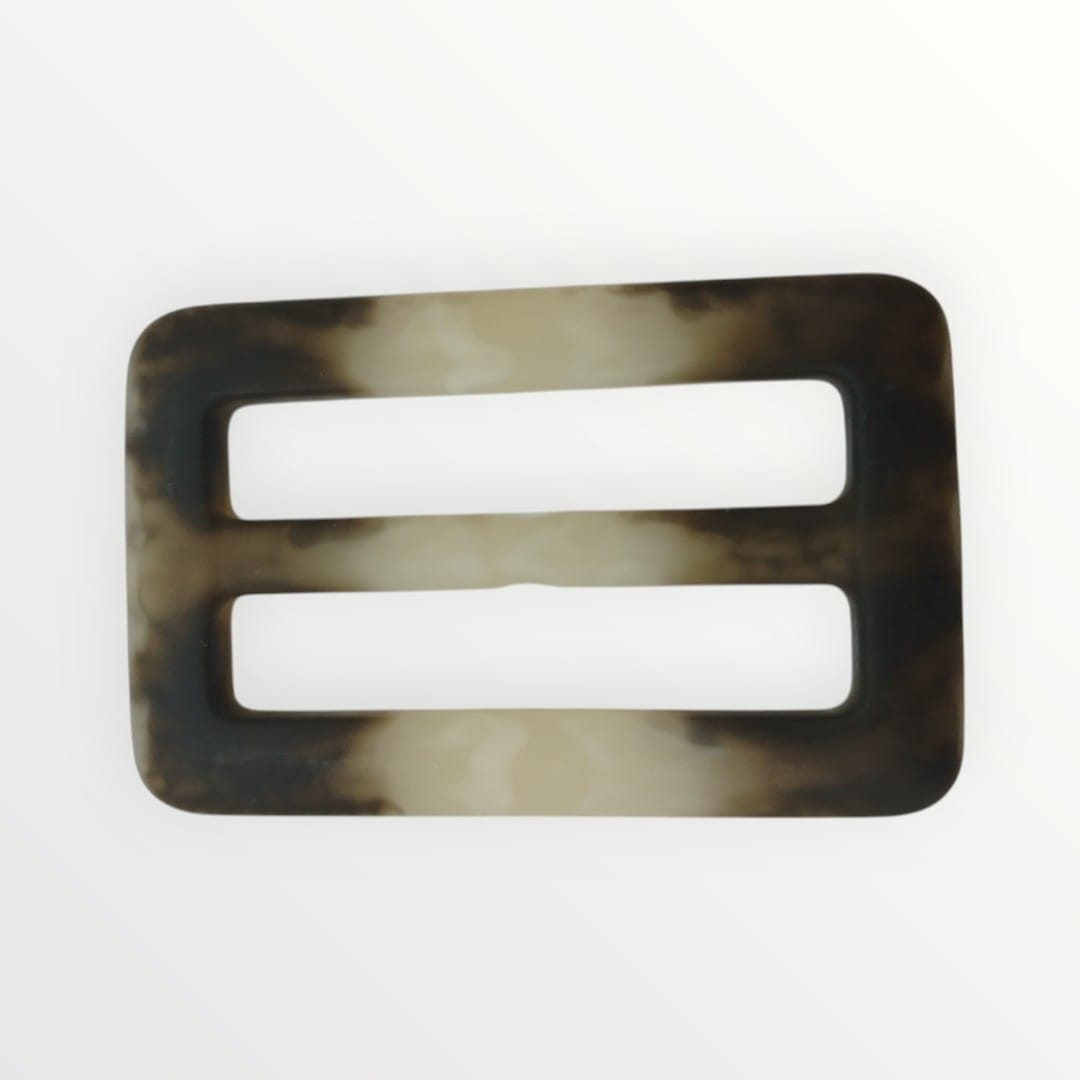 4.5cm Inner Rectangular Tortoise Shell Buckle - Dark Brown/Ivory (Matte Finish)