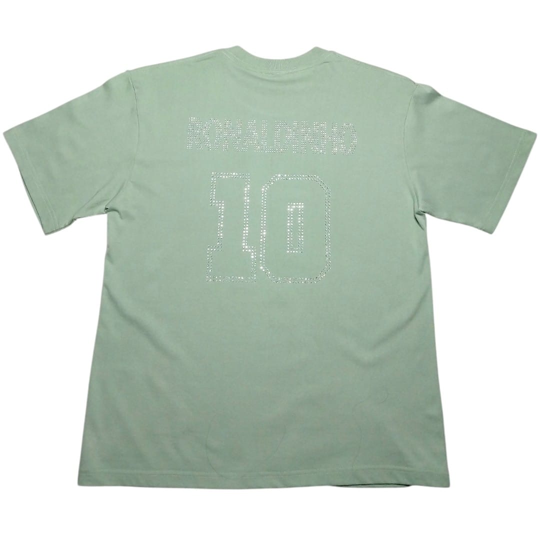 Dank - Rhinestone Custom Street Football Bling Tee - Samba Favelas - Light Green