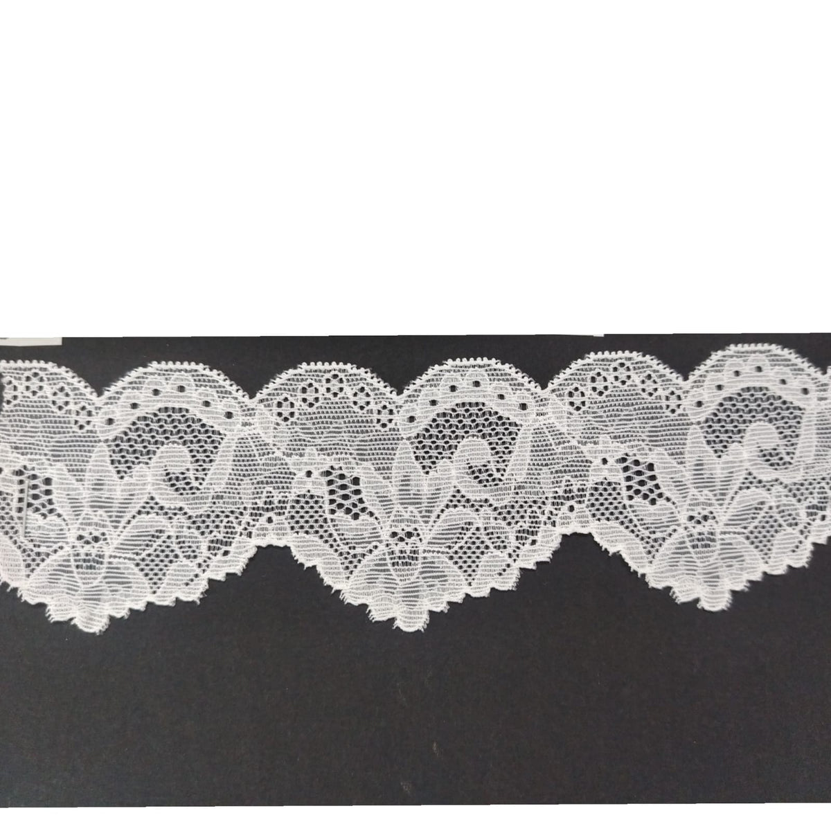 Stretch Lace - 5.5cm - White (SOLD PER METRE)