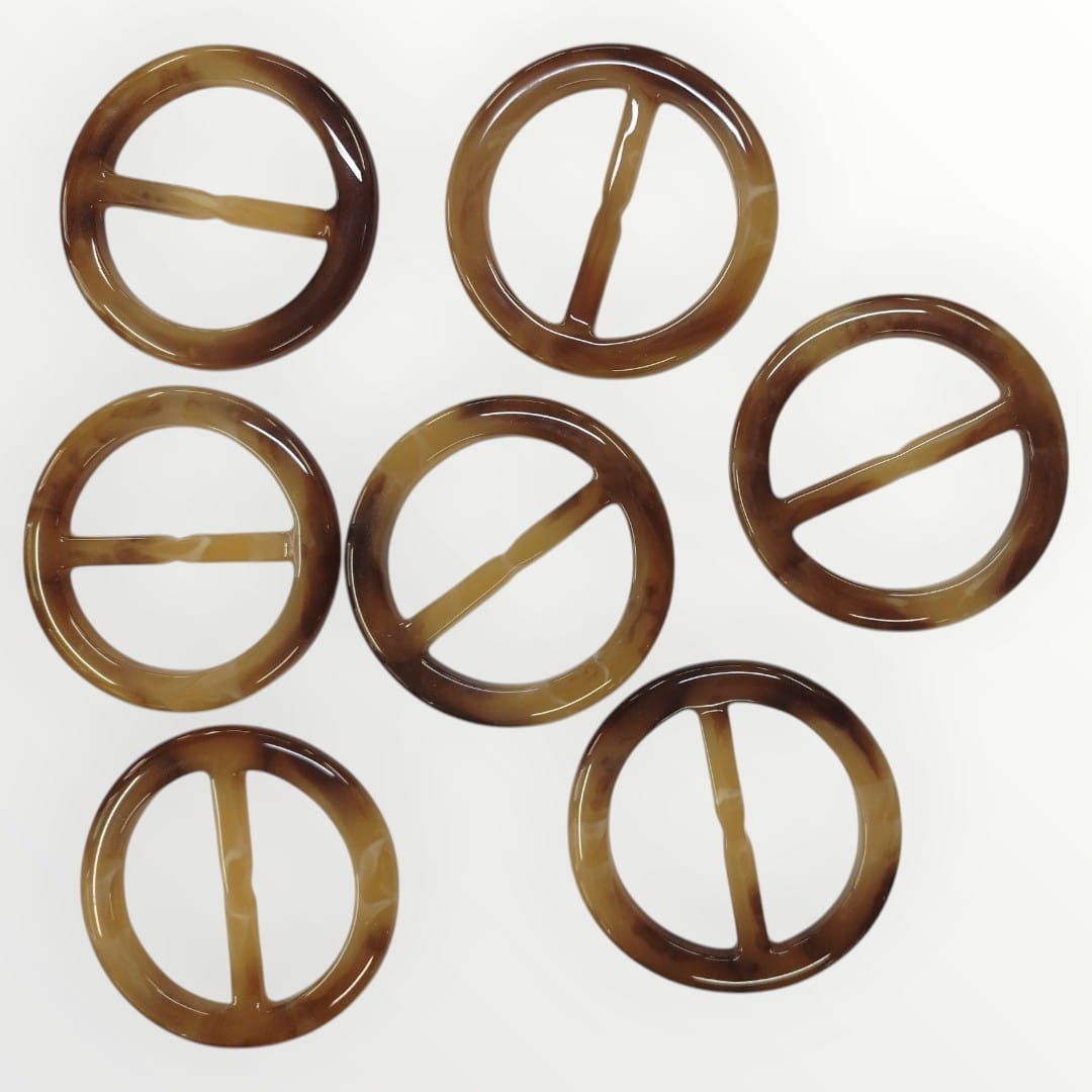 4.5cm Inner Tortoise Shell Round Buckle - Brown/Light Brown