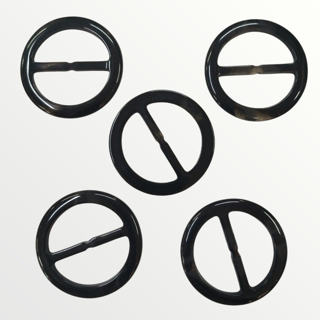 4.5cm Inner Round Tortoise Shell Buckle - Black/Cream