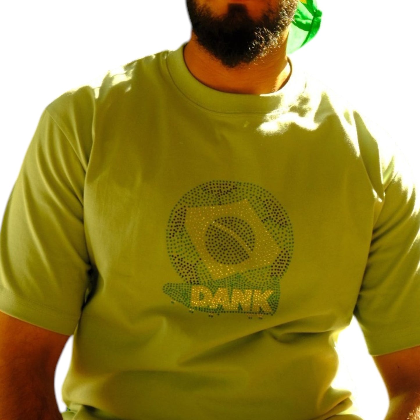 Dank - Rhinestone Custom Street Football Bling Tee - Samba Favelas - Light Green