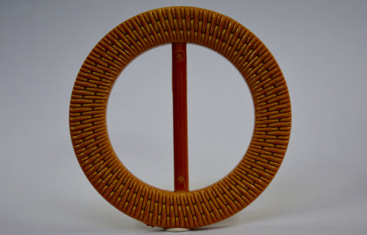 Wooden-Look Round Weave Buckle(Tan) (40mm inner)
