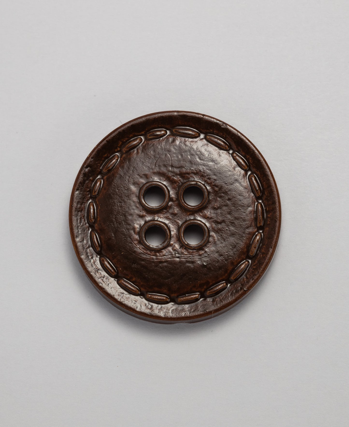 Leather Look Buttons - 4 Hole - 38mm - Brown(SOLD IN PACKS OF 5)