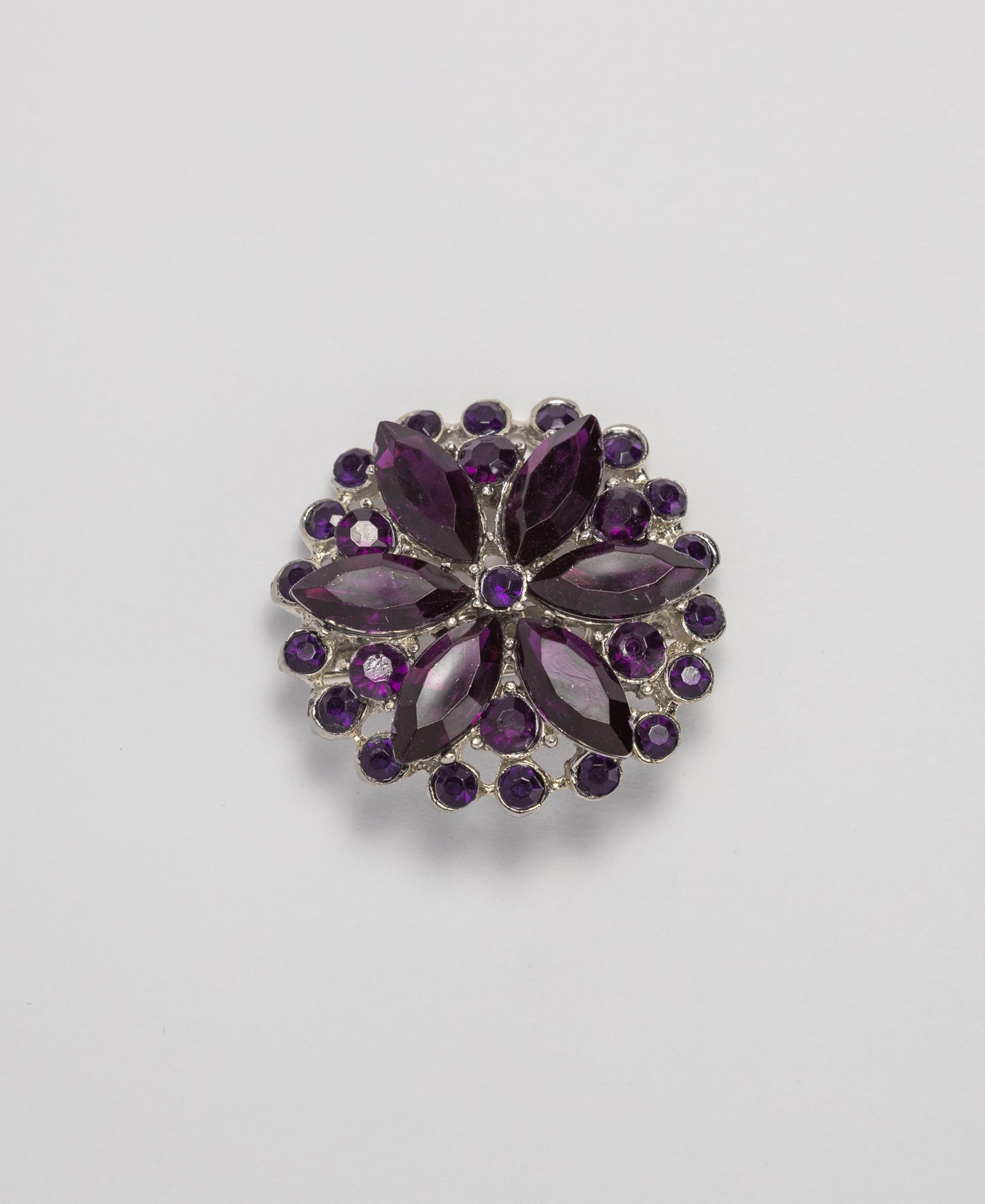 Studded Flower Brooch - Purple