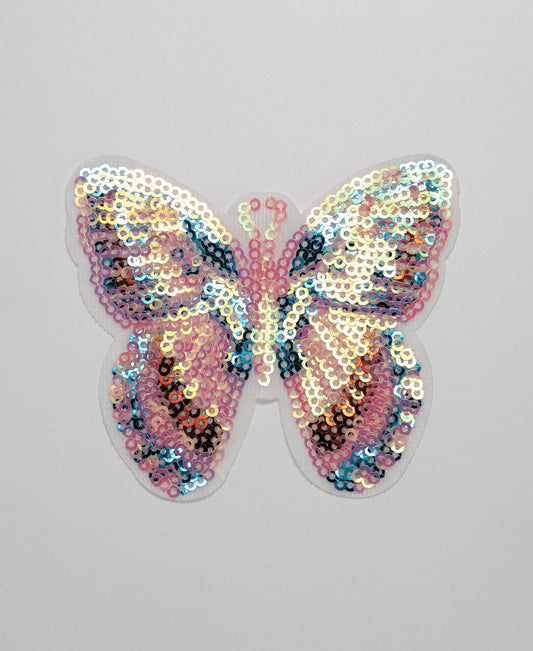 Iron on Motif - Sequence Butterfly Pink/Blue/Brown (85mm)