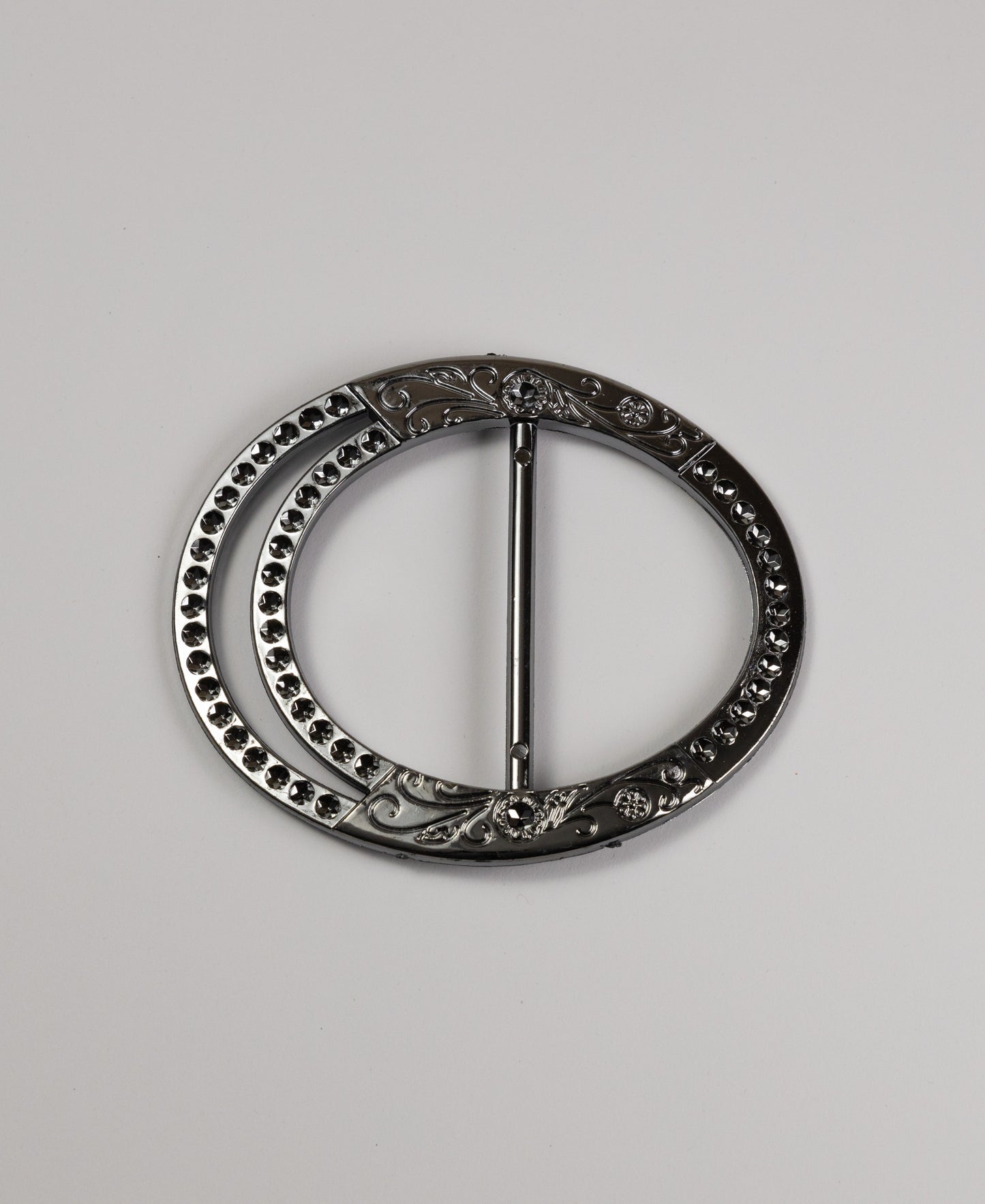 Fancy Buckle - Gun Metal Spotted Oval Slider (98 x 80mm)