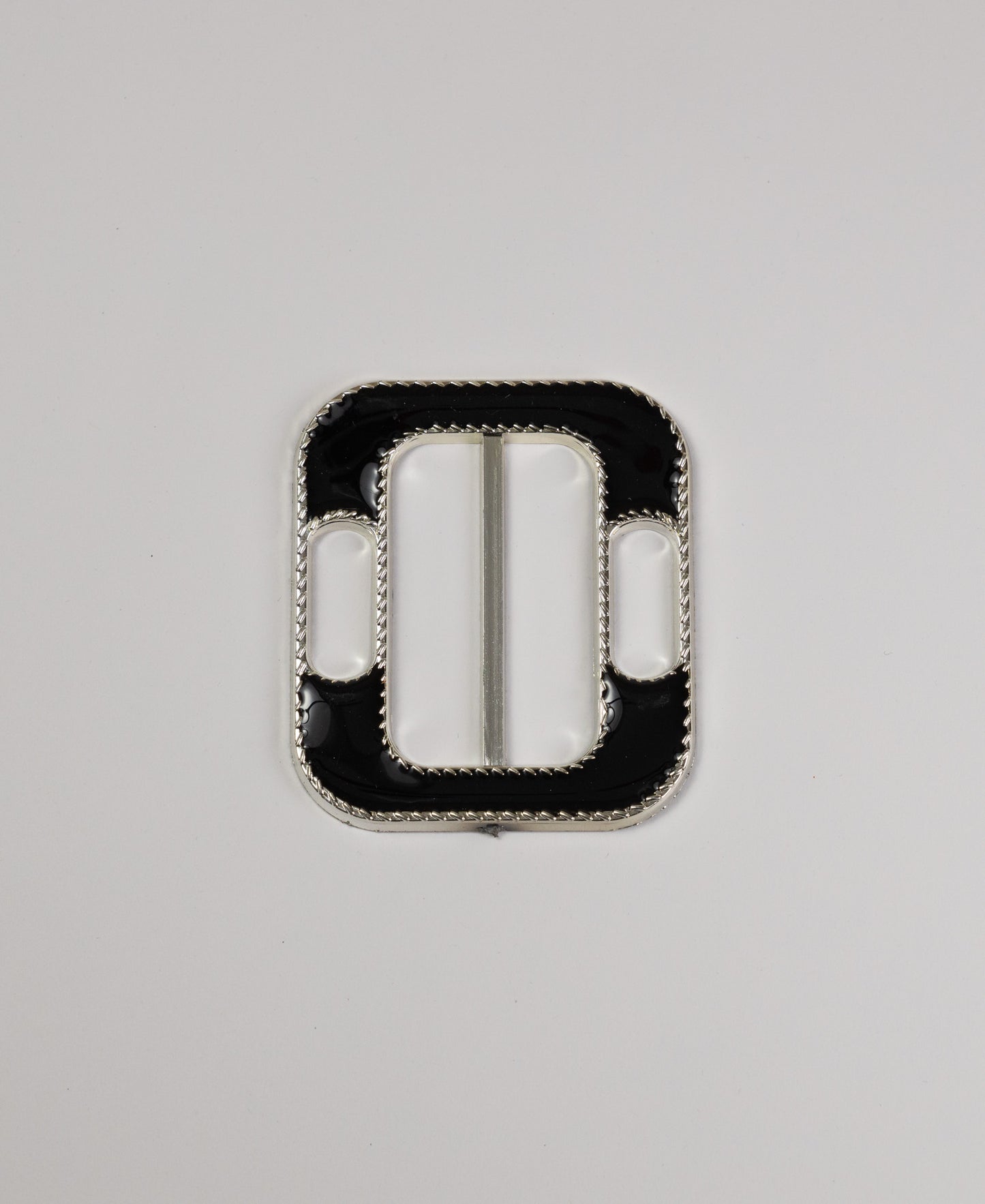 Fancy Buckle - Black/Silver Braided Outline Slider (60 x 70mm)
