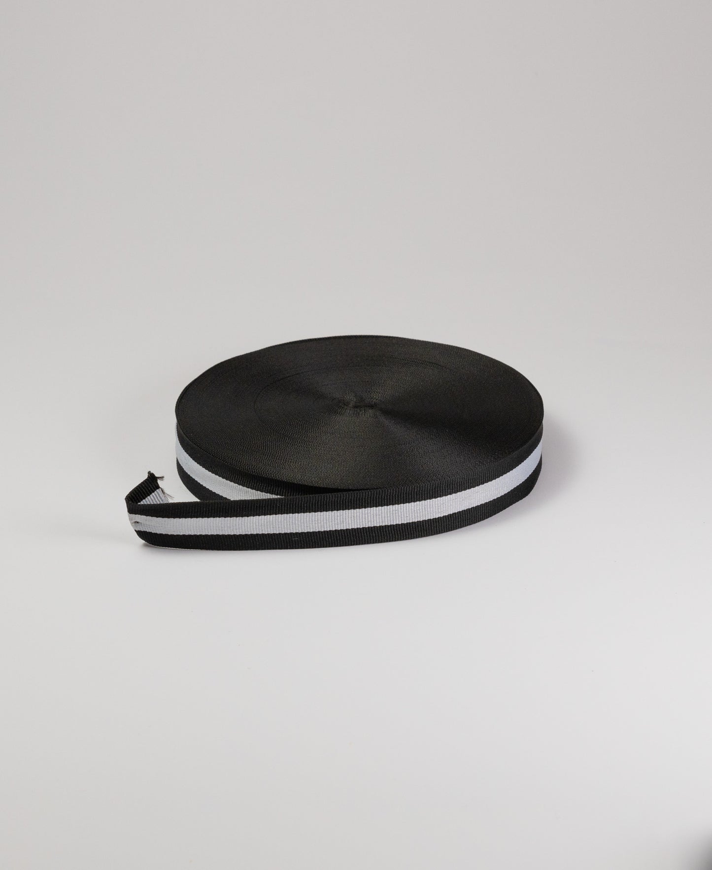 Striped Grosgrain Tape - Black/White (25MM)