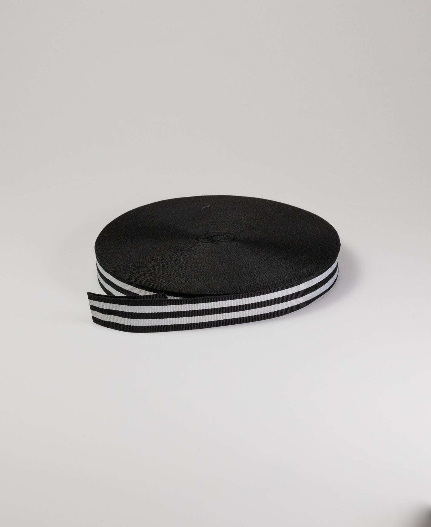 Striped Grosgrain Tape - Black/White (Triple Striped) (25MM)