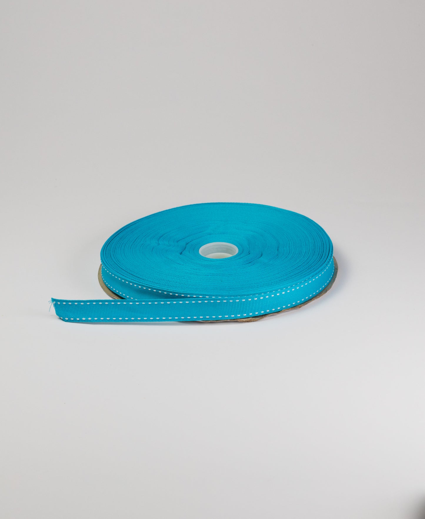 Saddle and Stich Grosgrain Tape - Aqua (15MM) (SOLD PER METER & ROLL)