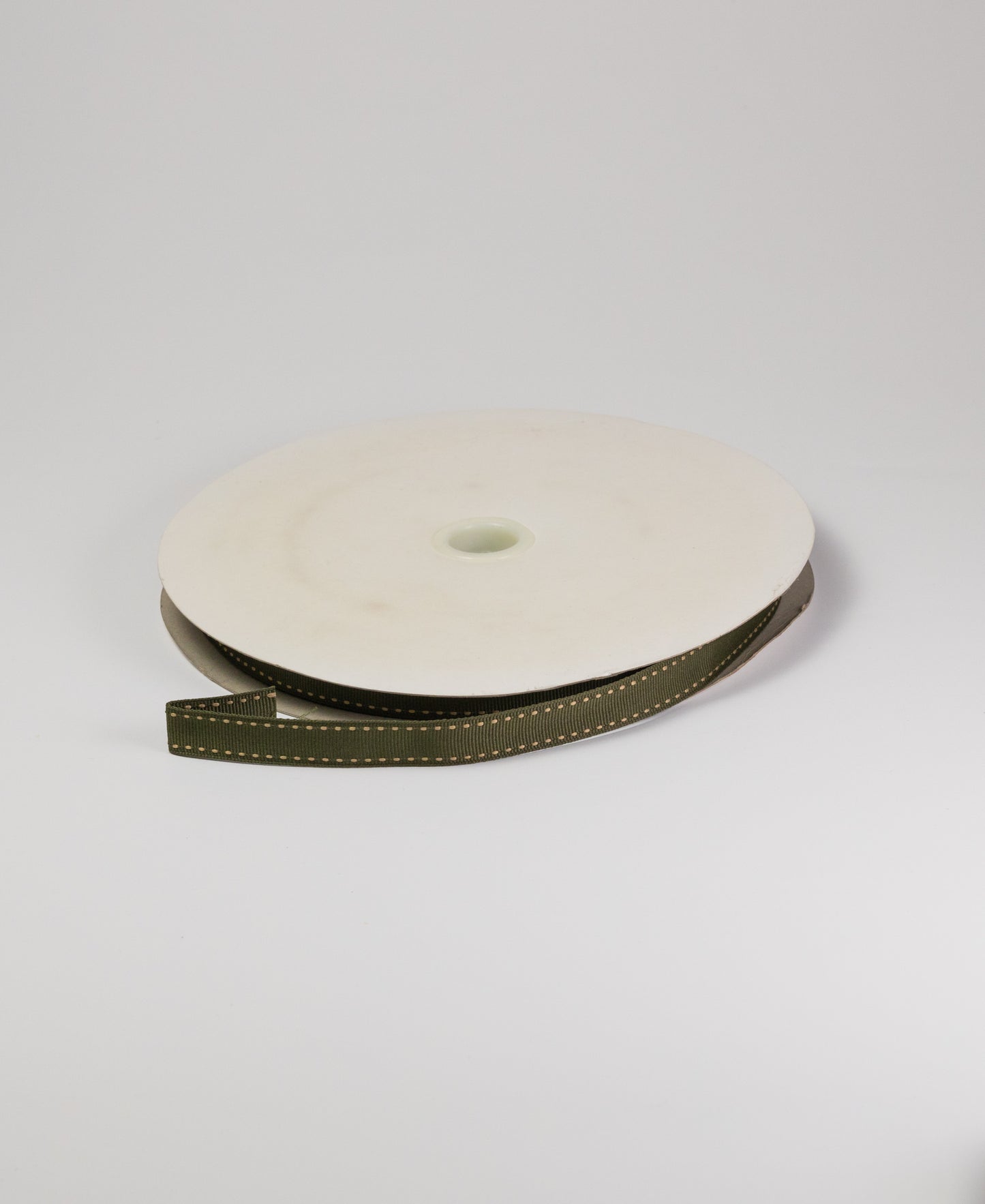 Saddle and Stich Grosgrain Tape - Olive (15MM) (SOLD PER METER & ROLL)