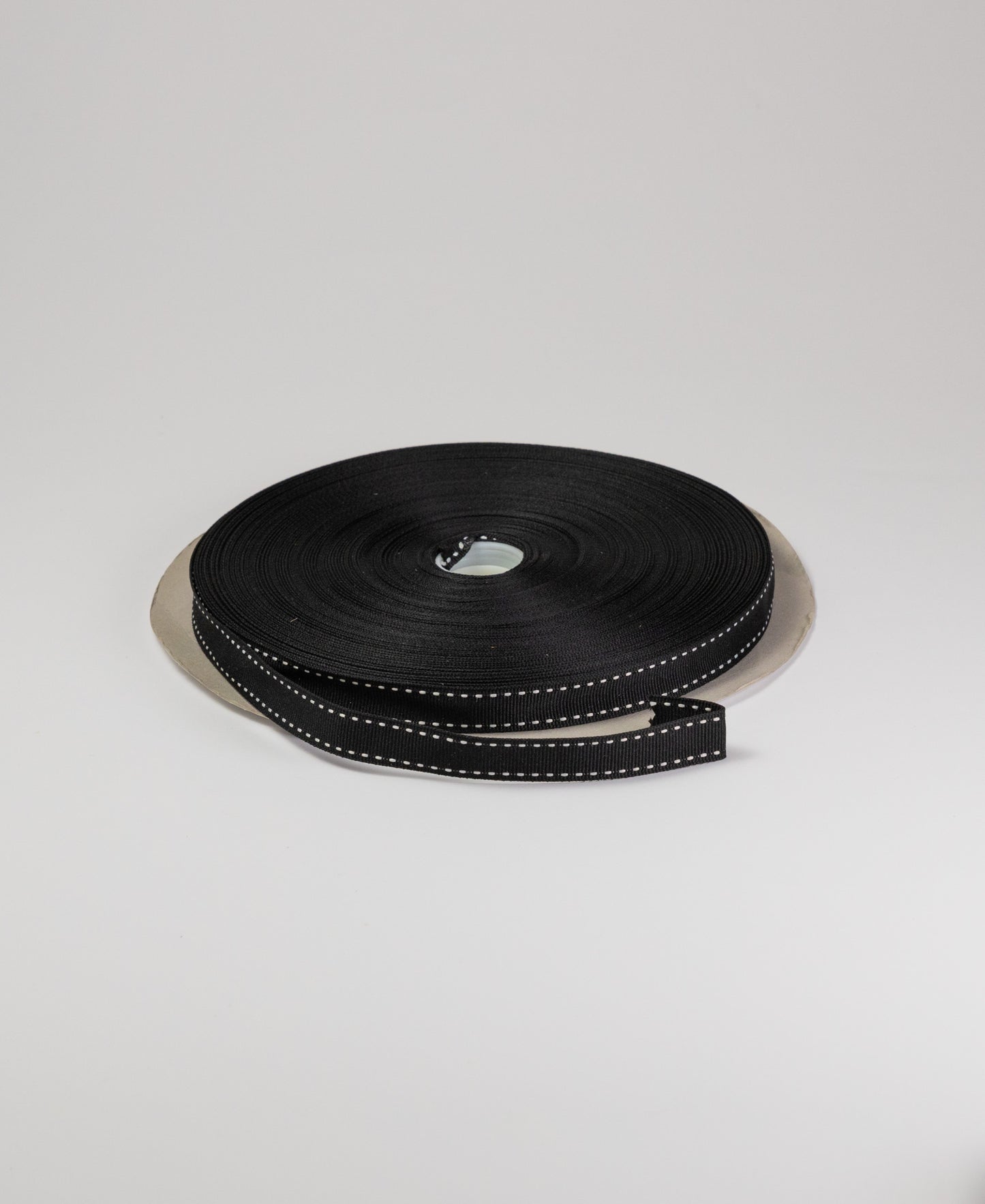 Saddle and Stich Grosgrain Tape - Black (15MM) (SOLD PER METER & ROLL)