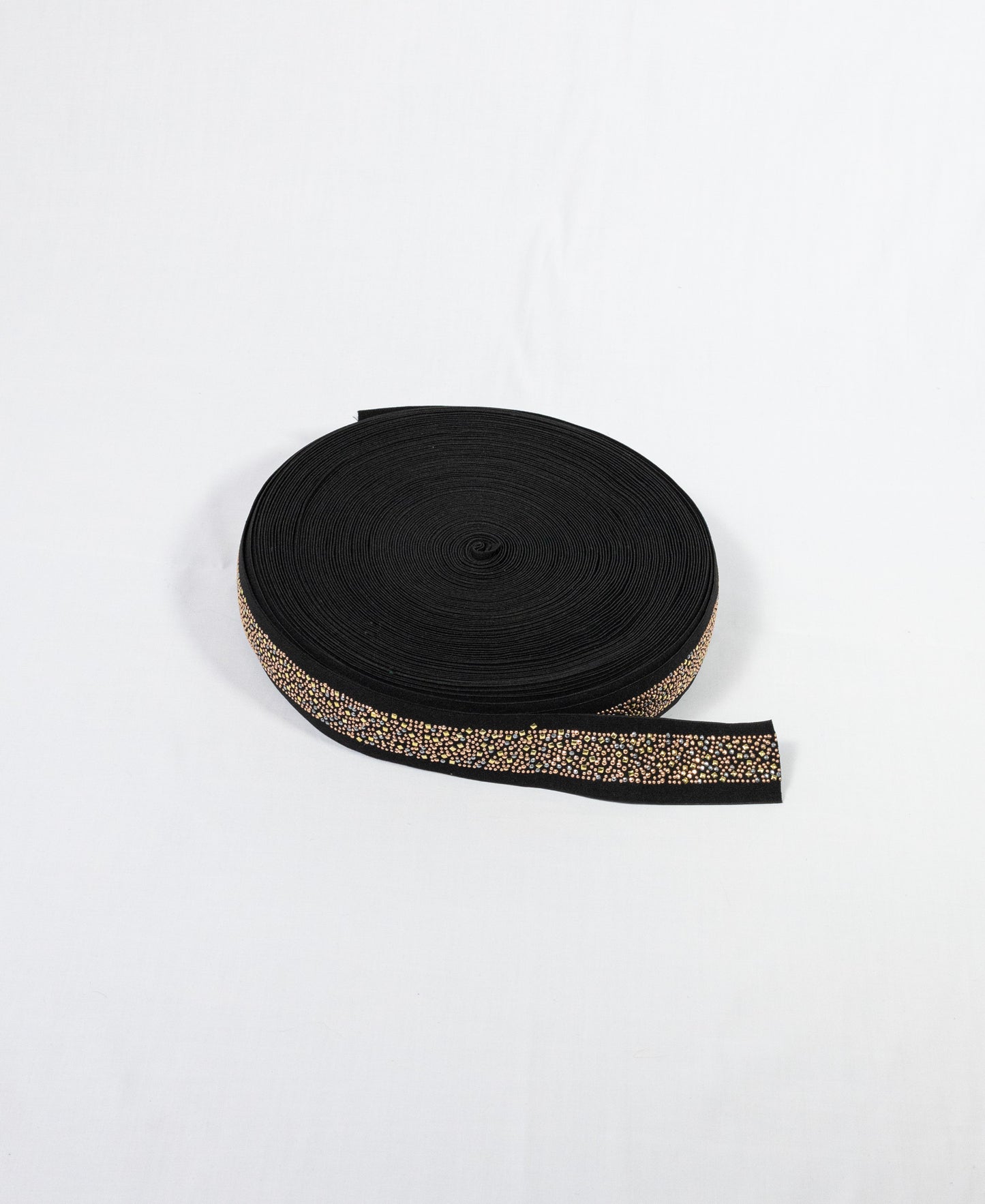 Fancy Elastic - Black/Gold Hotfix (50mm) (SOLD PER METER & ROLL)