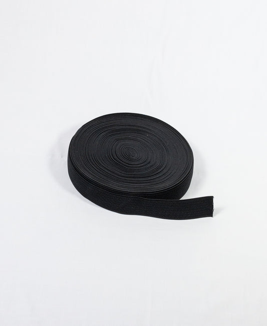 Fancy Elastic - Beaded Black (50mm) (SOLD PER METER & ROLL)